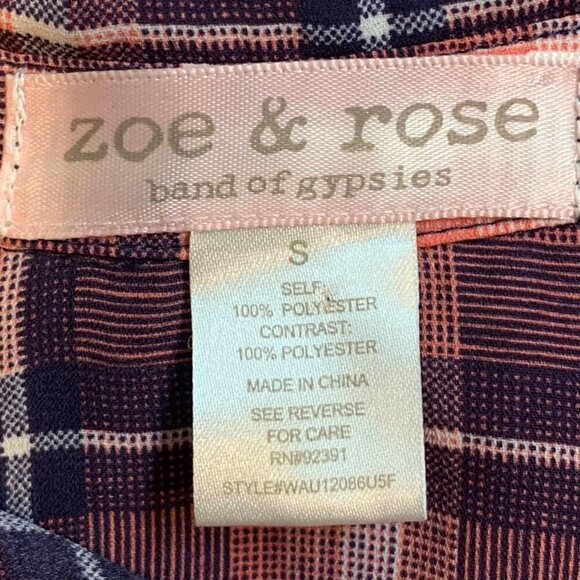 Band of Gypsies Zoe & Rose S BOHO Plaid Mixed Print Batik Floral Back 33C - Picture 6 of 7
